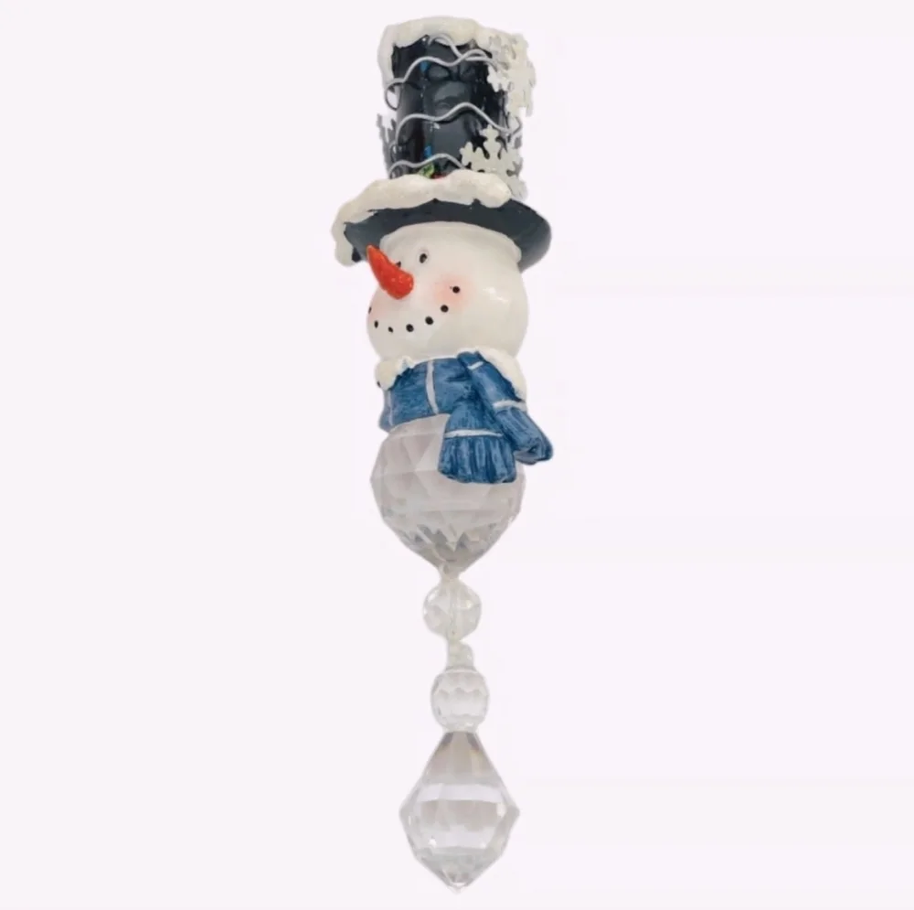 Rare Snowman Teardrop Christmas Ornament Beaded Holiday Tree Decoration